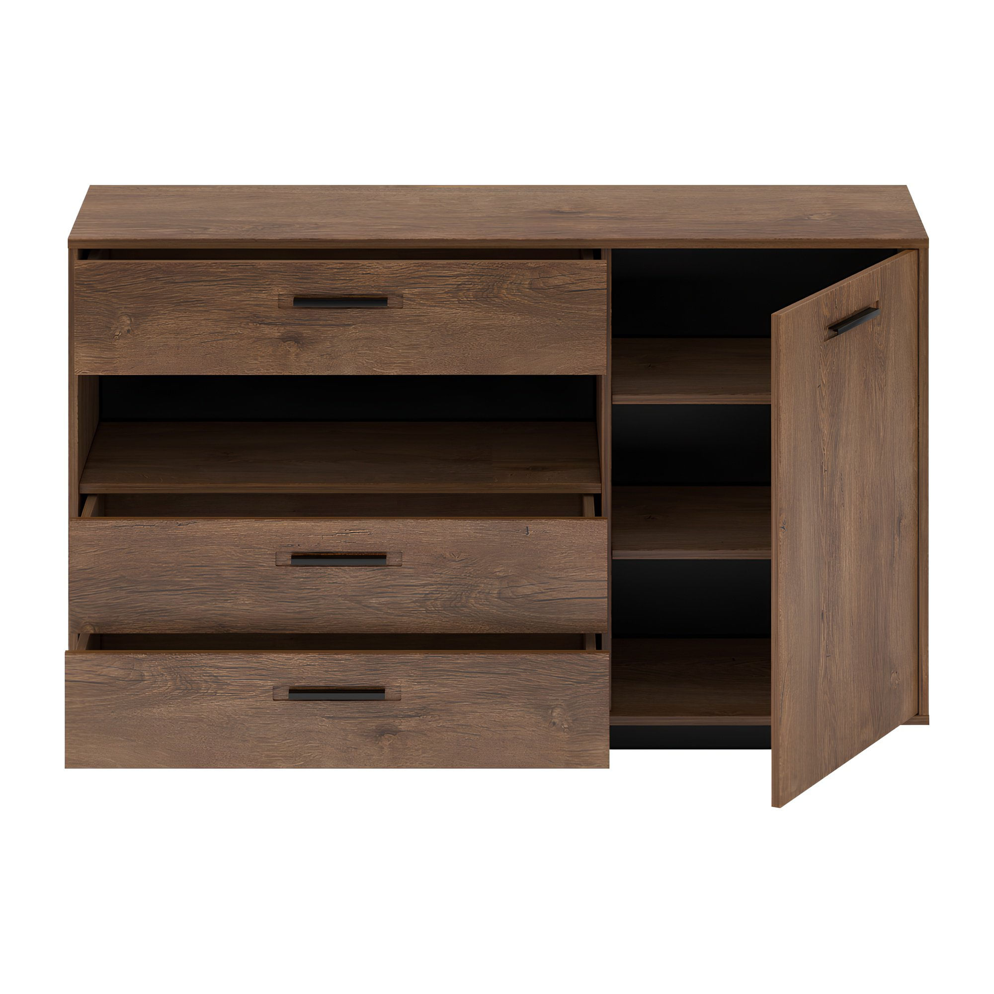 Comoda, stejar bolzano / negru, DELIS E — imaginea 4