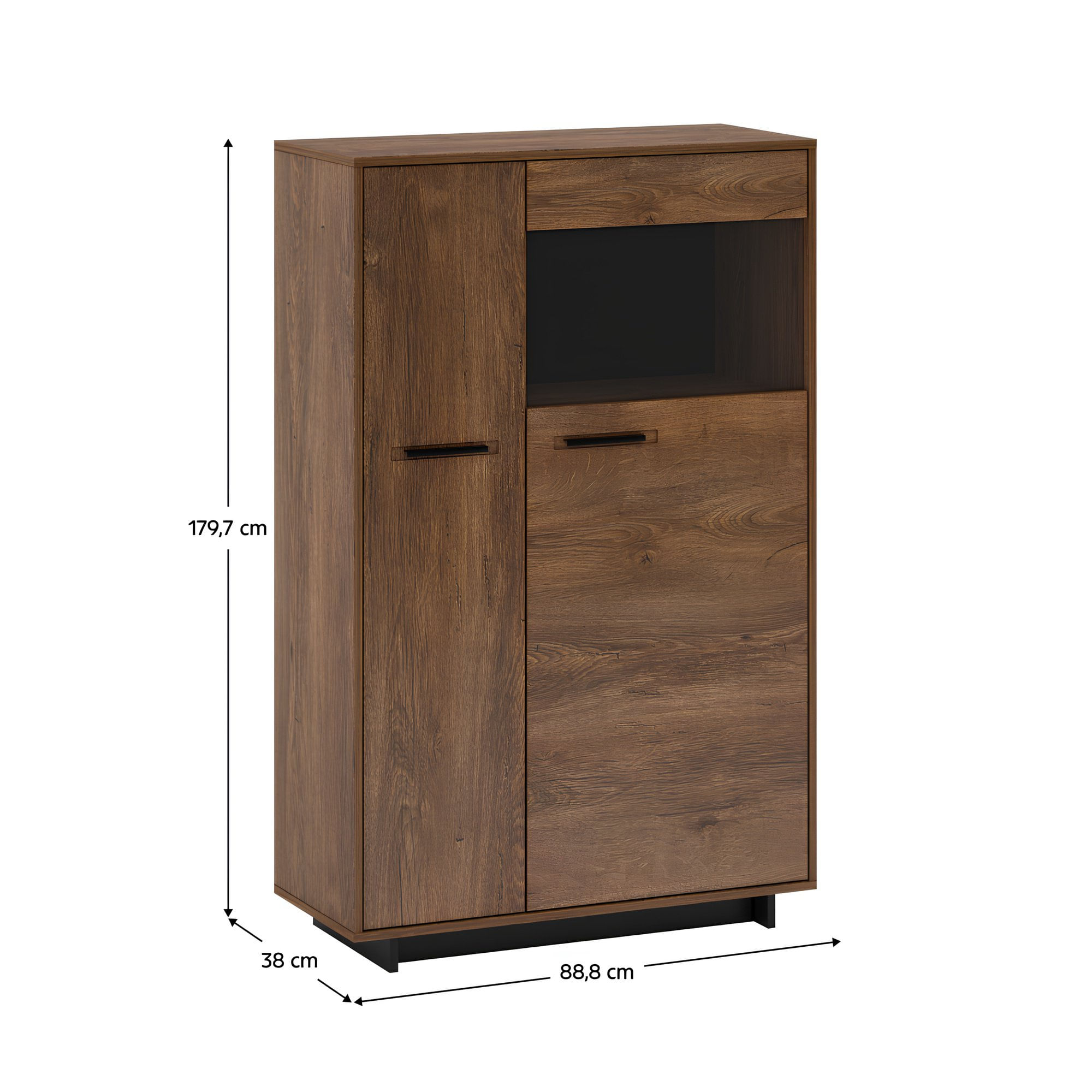 Comoda/ vitrina, stejar bolzano / negru, dreapta, DELIS C2 — imaginea 3