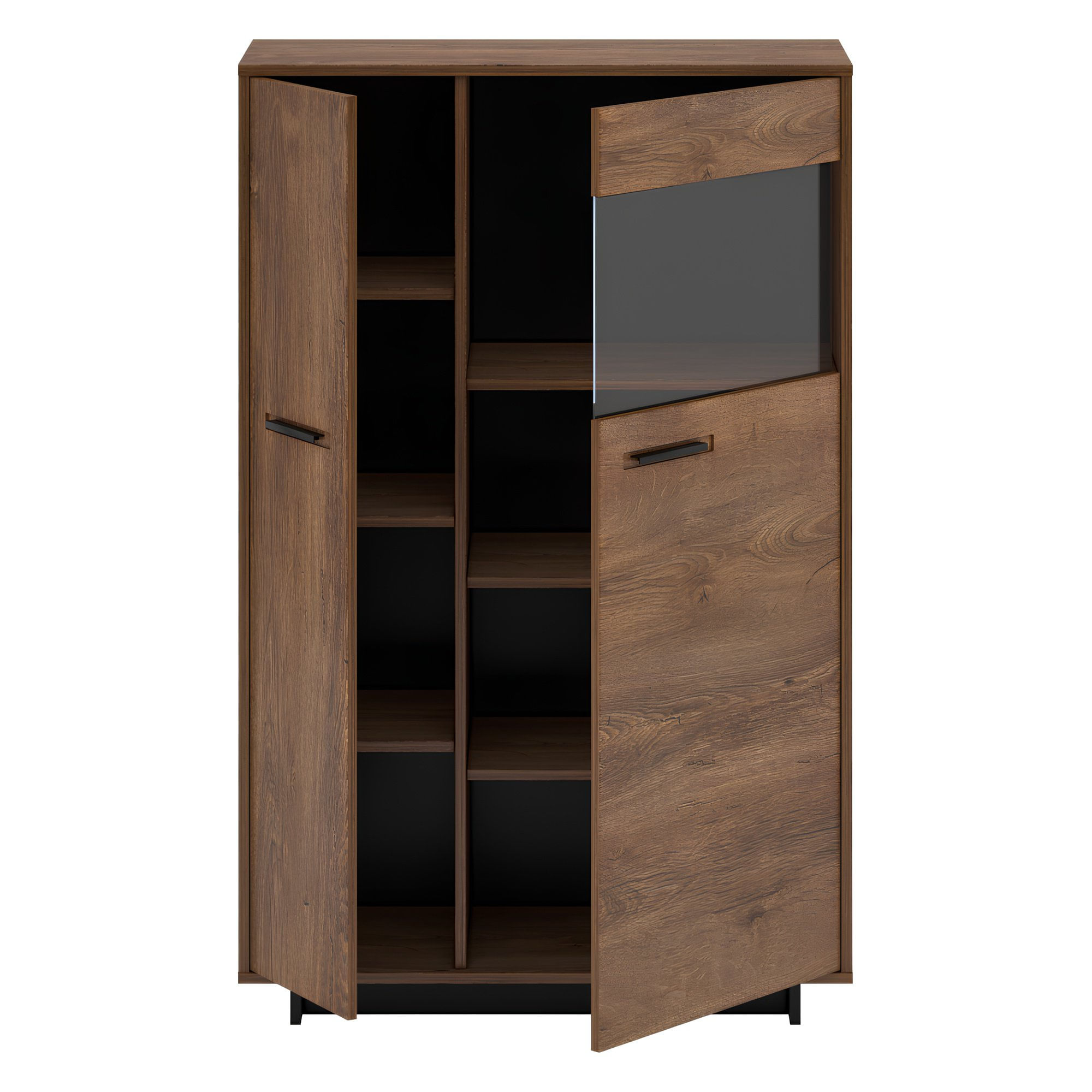 Comoda/ vitrina, stejar bolzano / negru, dreapta, DELIS C2 — imaginea 4