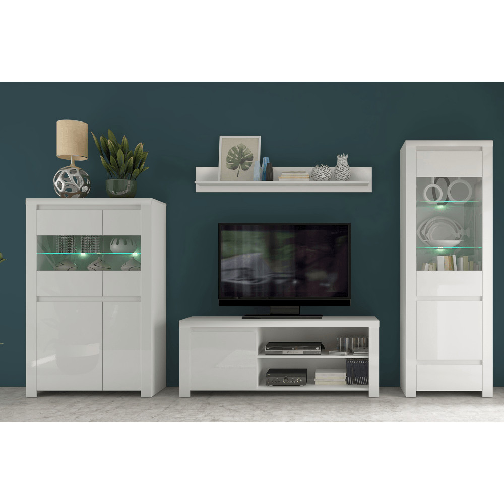 Vitrina 1D1W1S, alb lucios, LINDY — imaginea 7