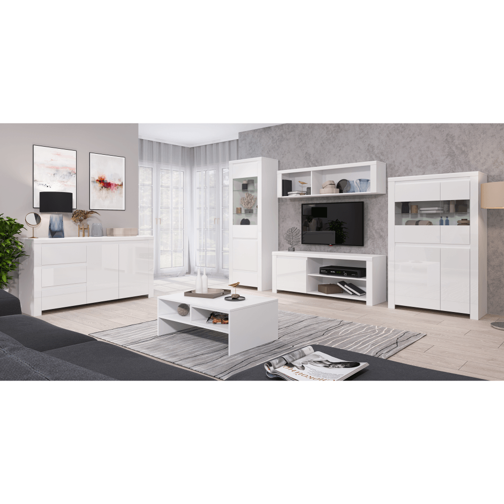 Masa TV 1D / 160, alb lucios, LINDY — imaginea 7