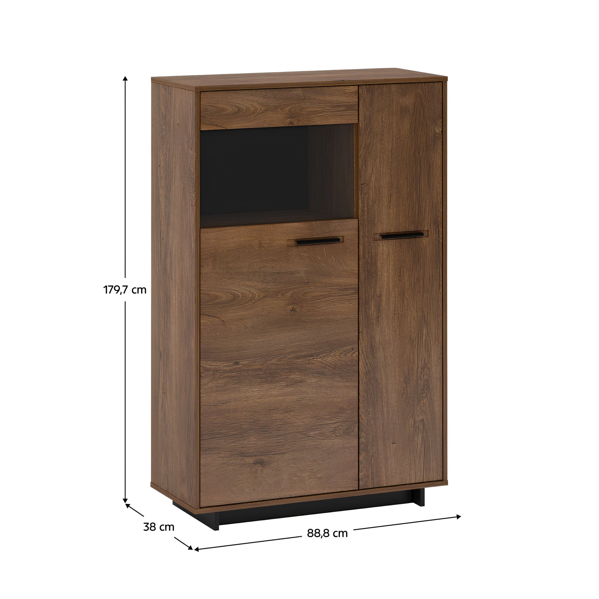 Comoda / vitrina, stejar bolzano / negru, stanga, DELIS C1 — imaginea 2