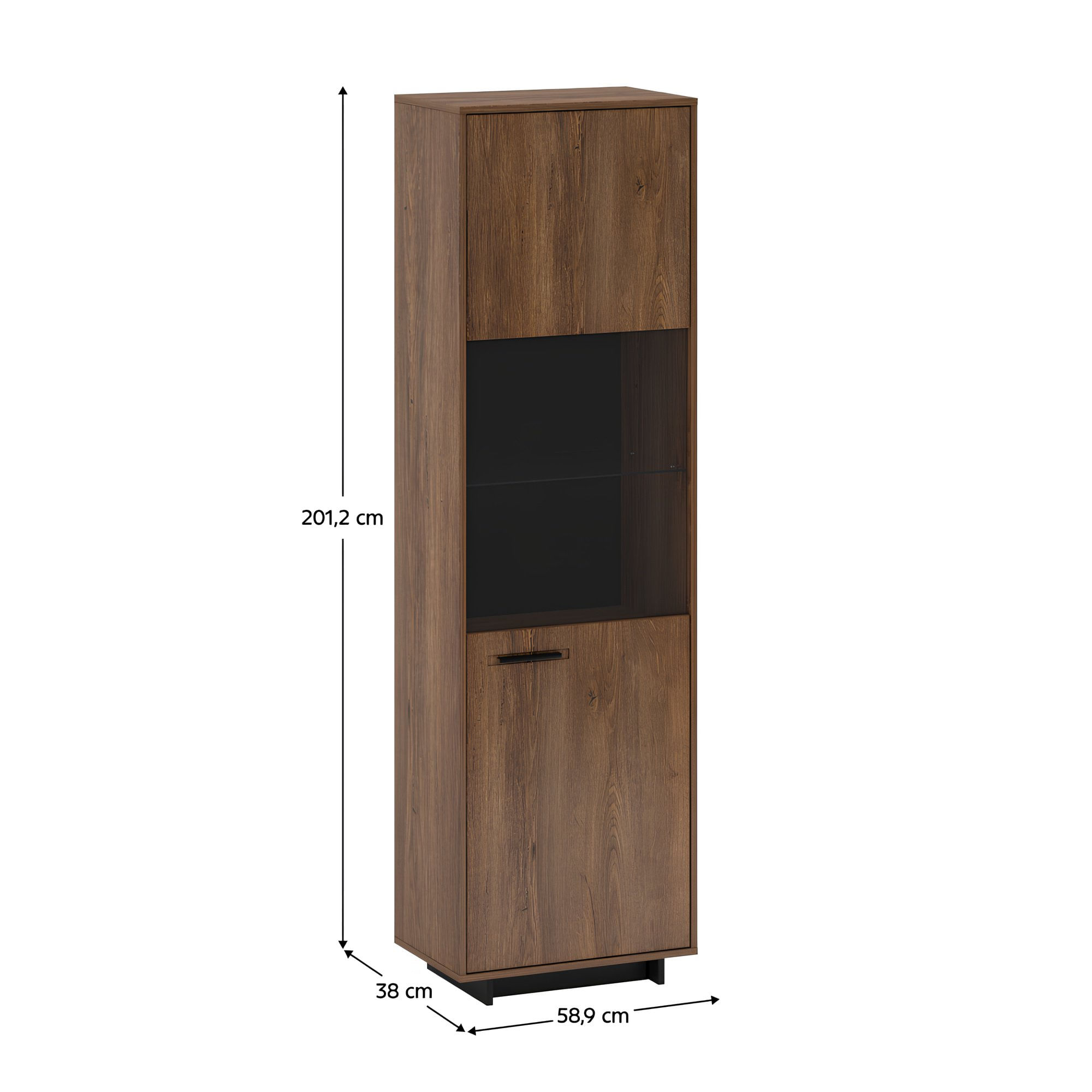 Vitrina, stejar bolzano / negru, dreapta, DELIS A2 — imaginea 3