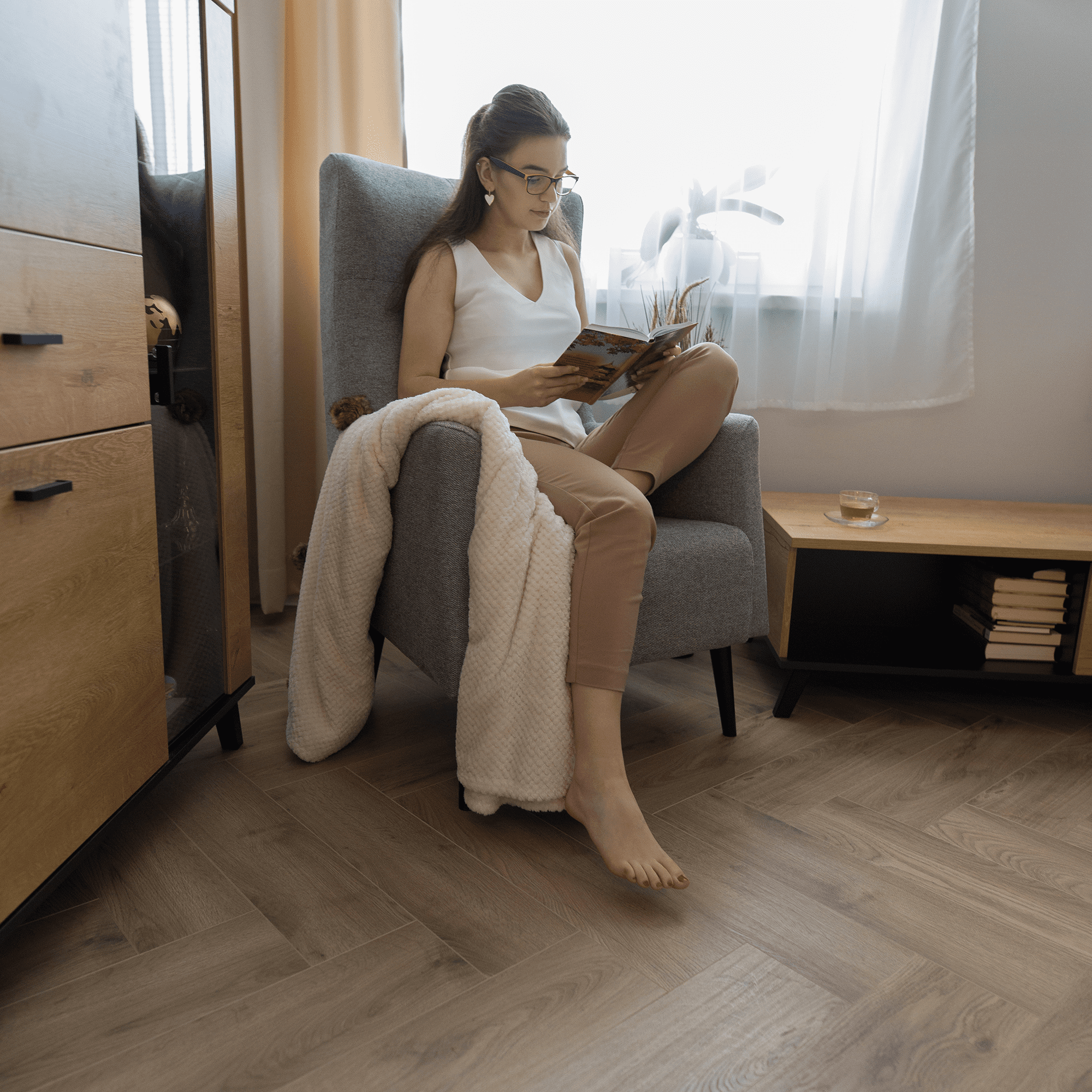 Fotoliu cu urechi, gri/ negru, SAMY — imaginea 12