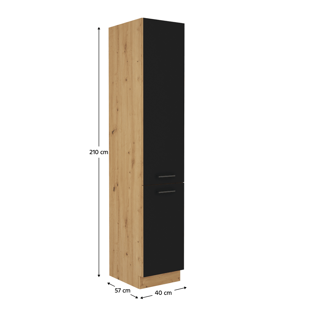 Dulap pentru produse alimentare, negru mat / stejar artizan, MONRO 40 DK-210 2F — imaginea 2