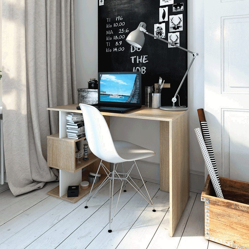 Masa PC, stejar sonoma / alb ABES — imaginea 3
