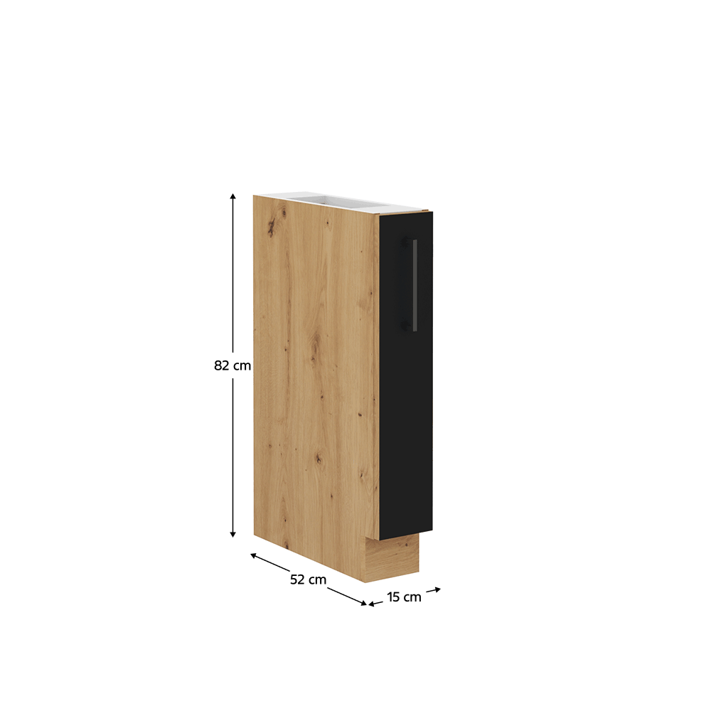 Dulap inferior cu cos metalic, stejar artizan/ negru mat, MONRO 15 D CARGO — imaginea 2