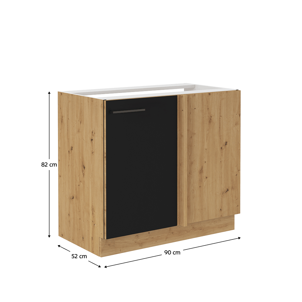 Dulap de bucatarie inferior, negru mat / stejar artizan, MONRO 105 ND 1FFBB — imaginea 3