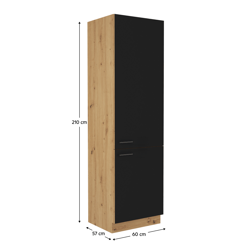 Dulap pentru produse alimentare, negru mat / stejar artizan, MONRO 60 DK-210 2F — imaginea 16