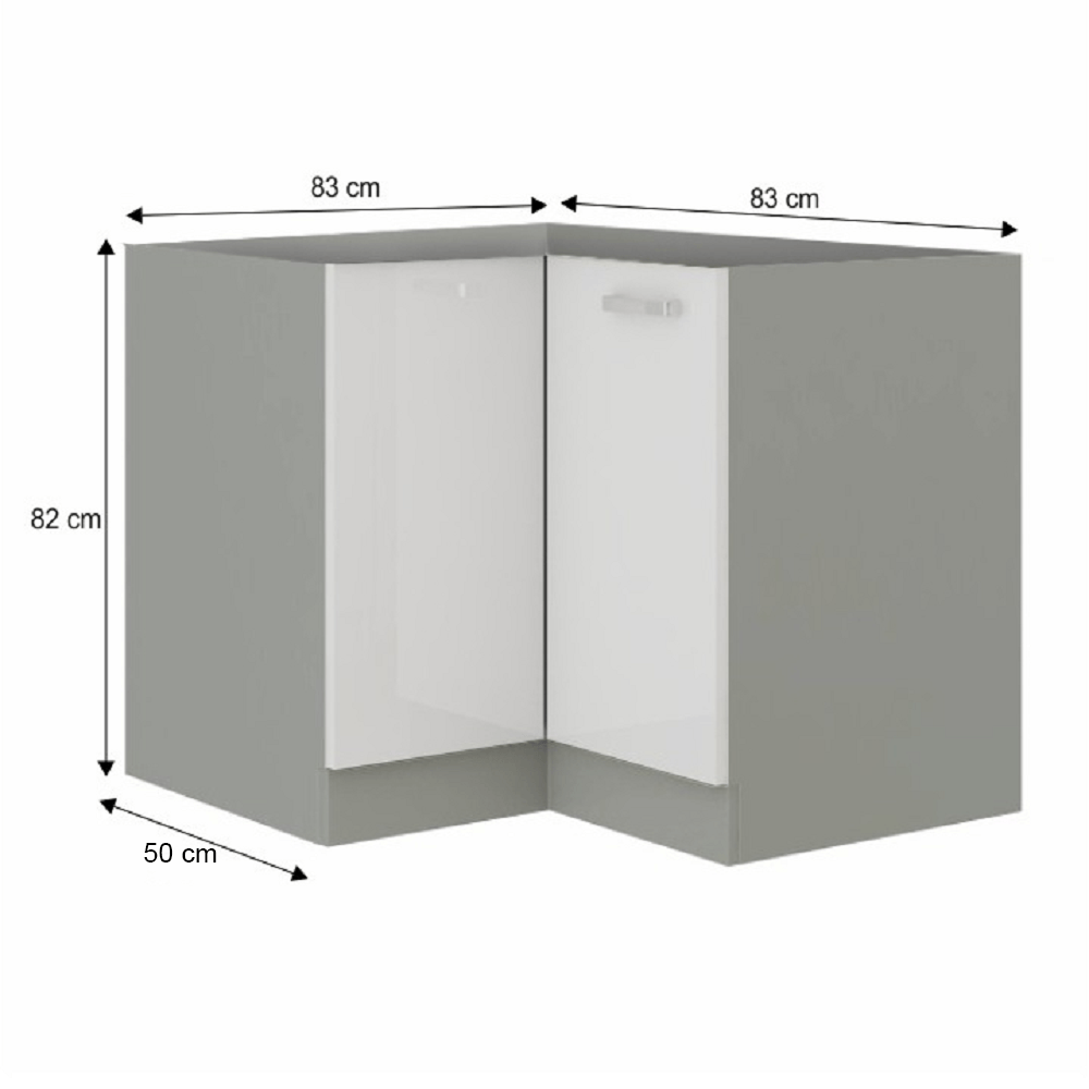 Cabinet inferior, alb extra lucios/gri, PRADO 90/90 DN BB — imaginea 3
