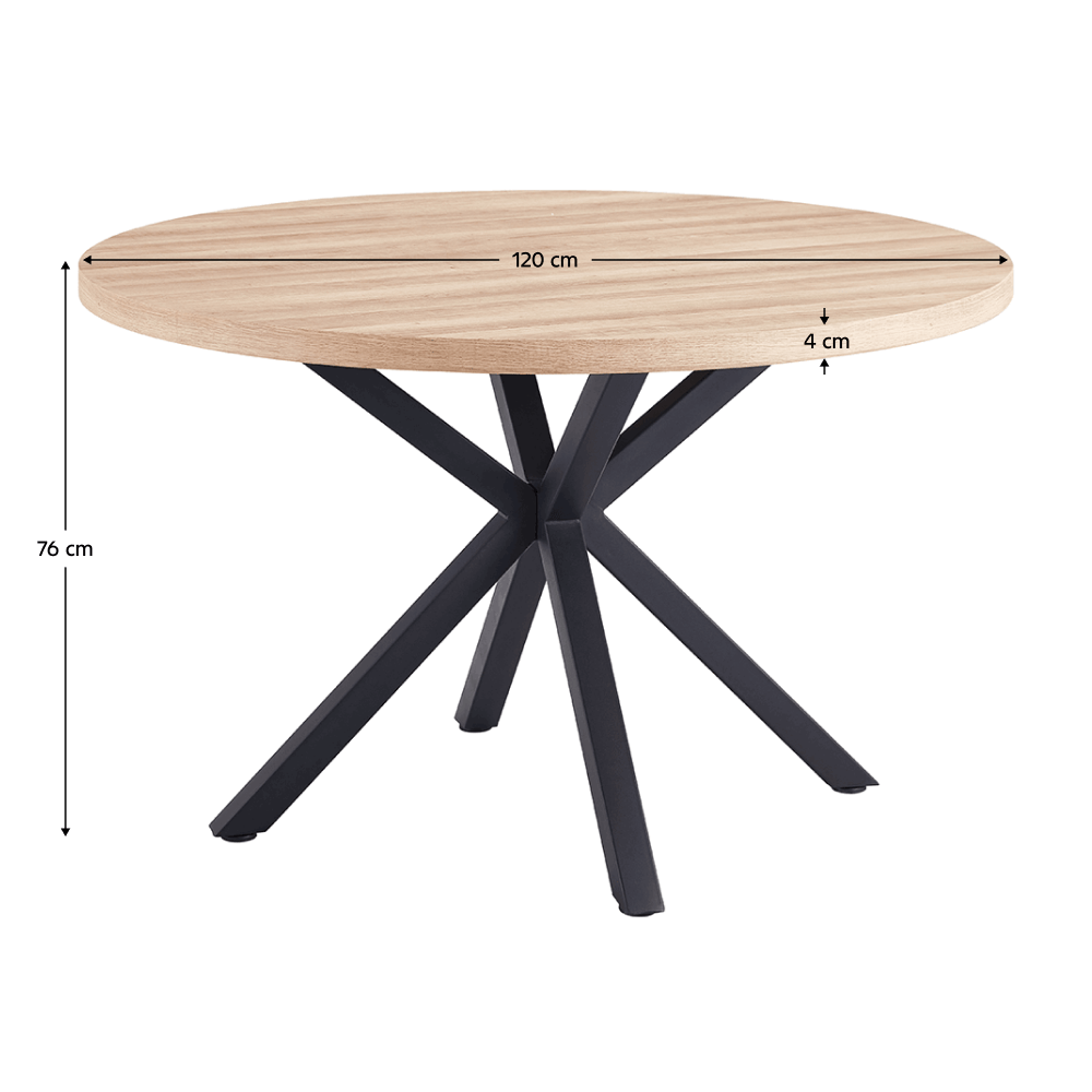 Masa de sufragerie, stejar sonoma / negru, diametru 120 cm, MEDOR — imaginea 3