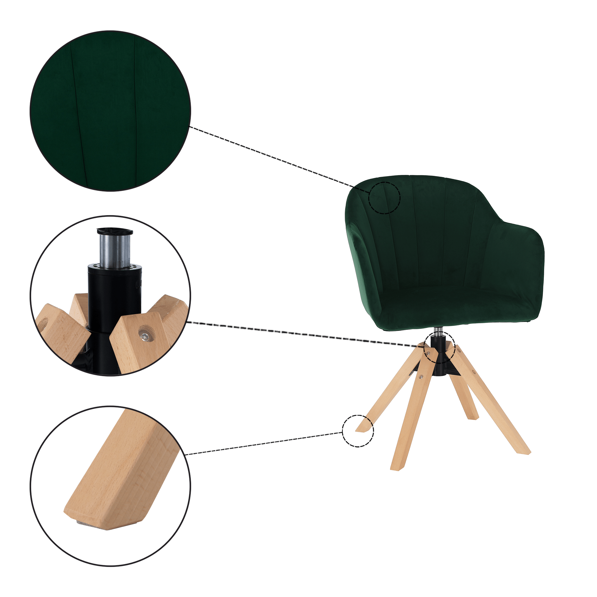 Fotoliu rotativ, textil Velvet — imaginea 2