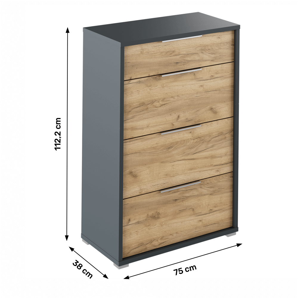 Scrin cu sertare, grafit / stejar artizanal, RIOMA NEW TYP 22 — imaginea 2