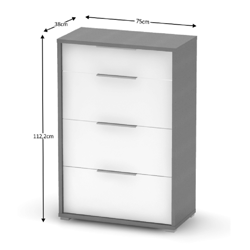 Comoda cu sertare, grafit/alba, RIOMA NEW TIPUL 22 — imaginea 3