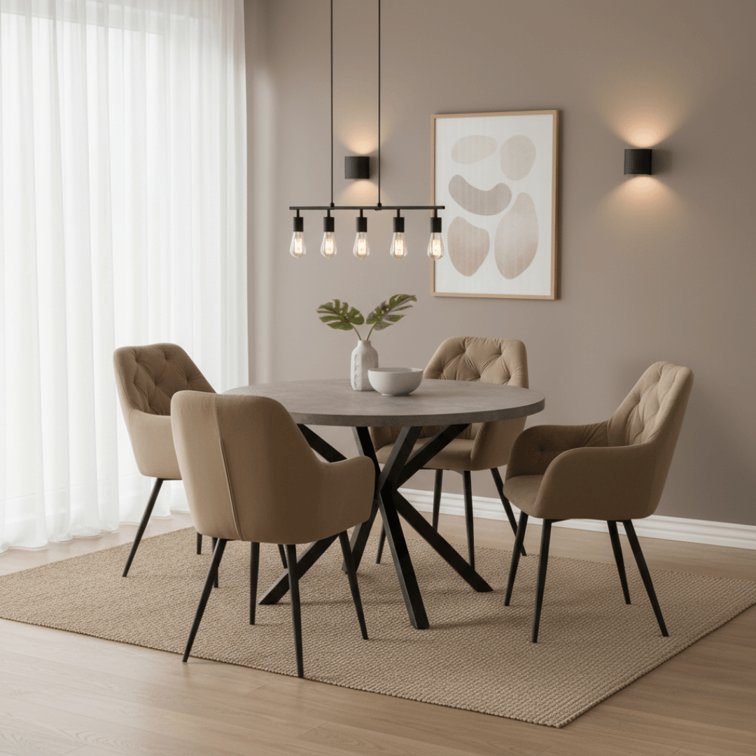 Masa de luat masa, gri carbon / negru, diametru 120 cm, MEDOR — imaginea 2