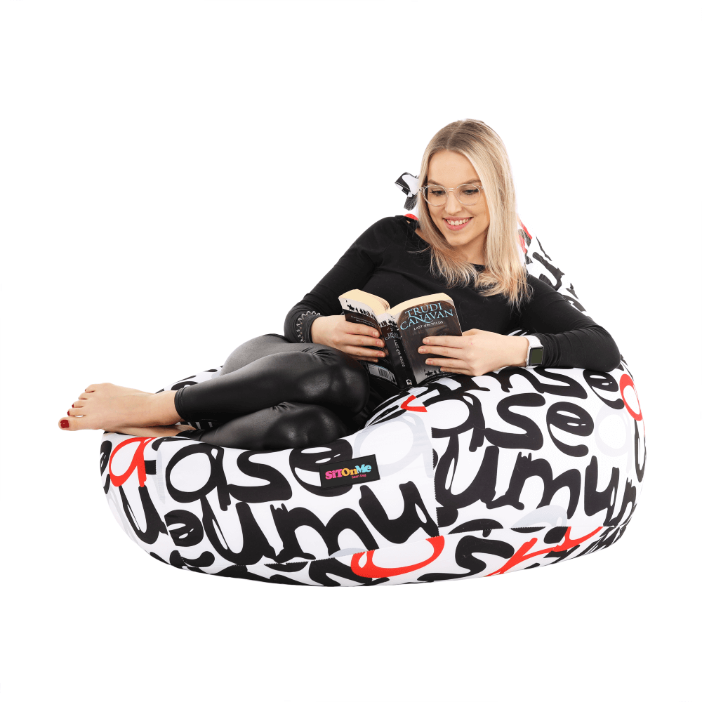 Fotoliu tip puff, model alb / negru / gri / rosu, ELION — imaginea 6