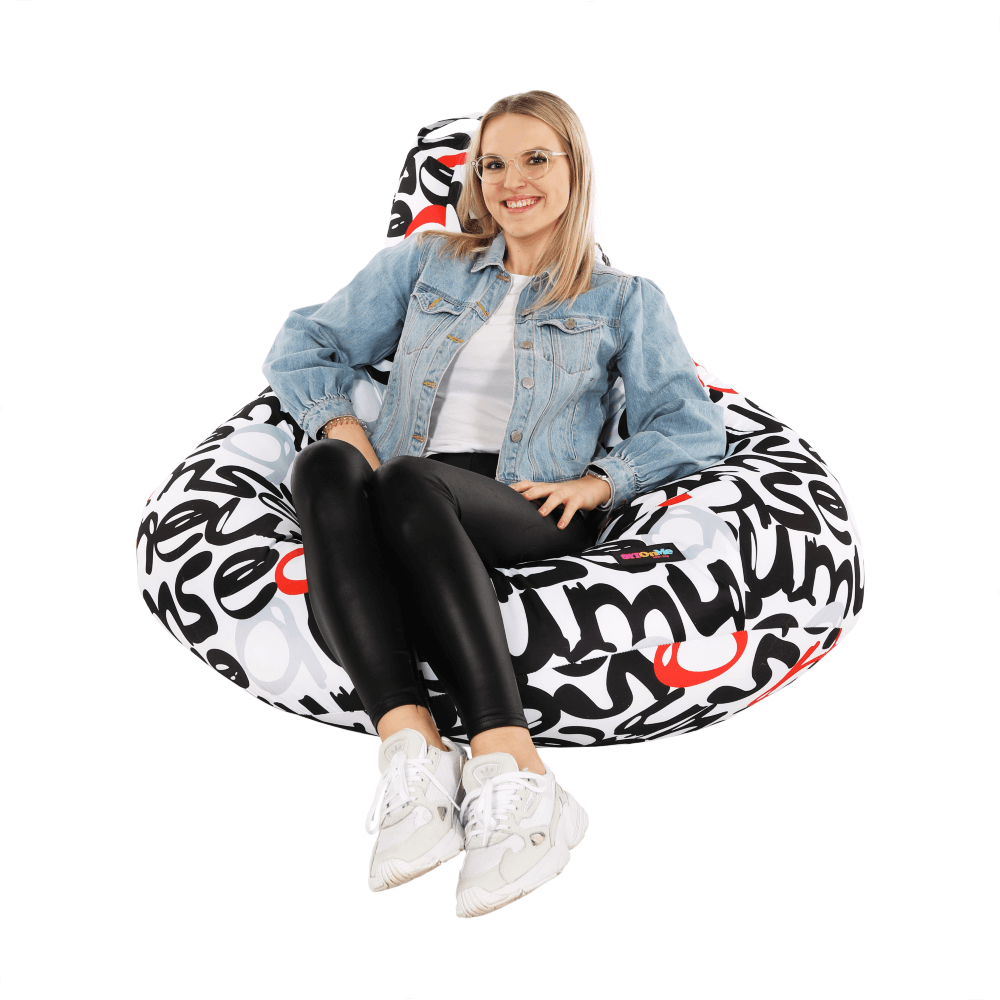 Fotoliu tip puff, model alb / negru / gri / rosu, ELION — imaginea 8