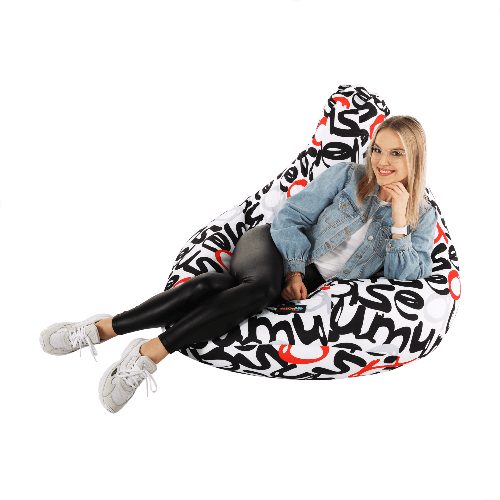 Fotoliu tip puff, model alb / negru / gri / rosu, ELION — imaginea 9