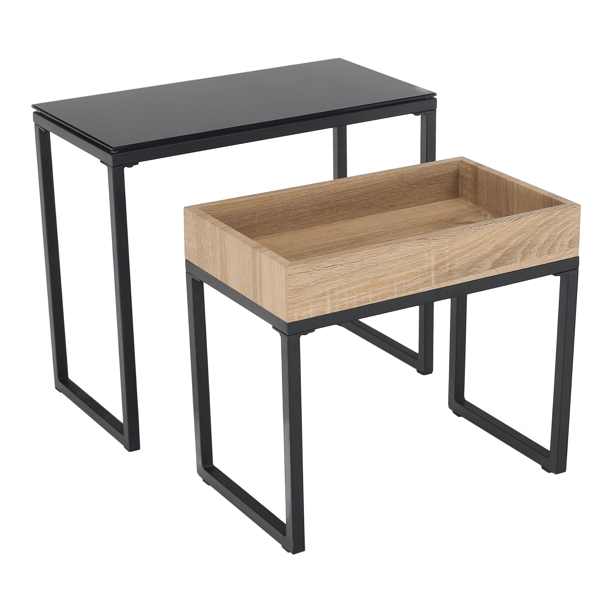 Set de doua mese de cafea, stejar / negru, DAGOR — imaginea 11