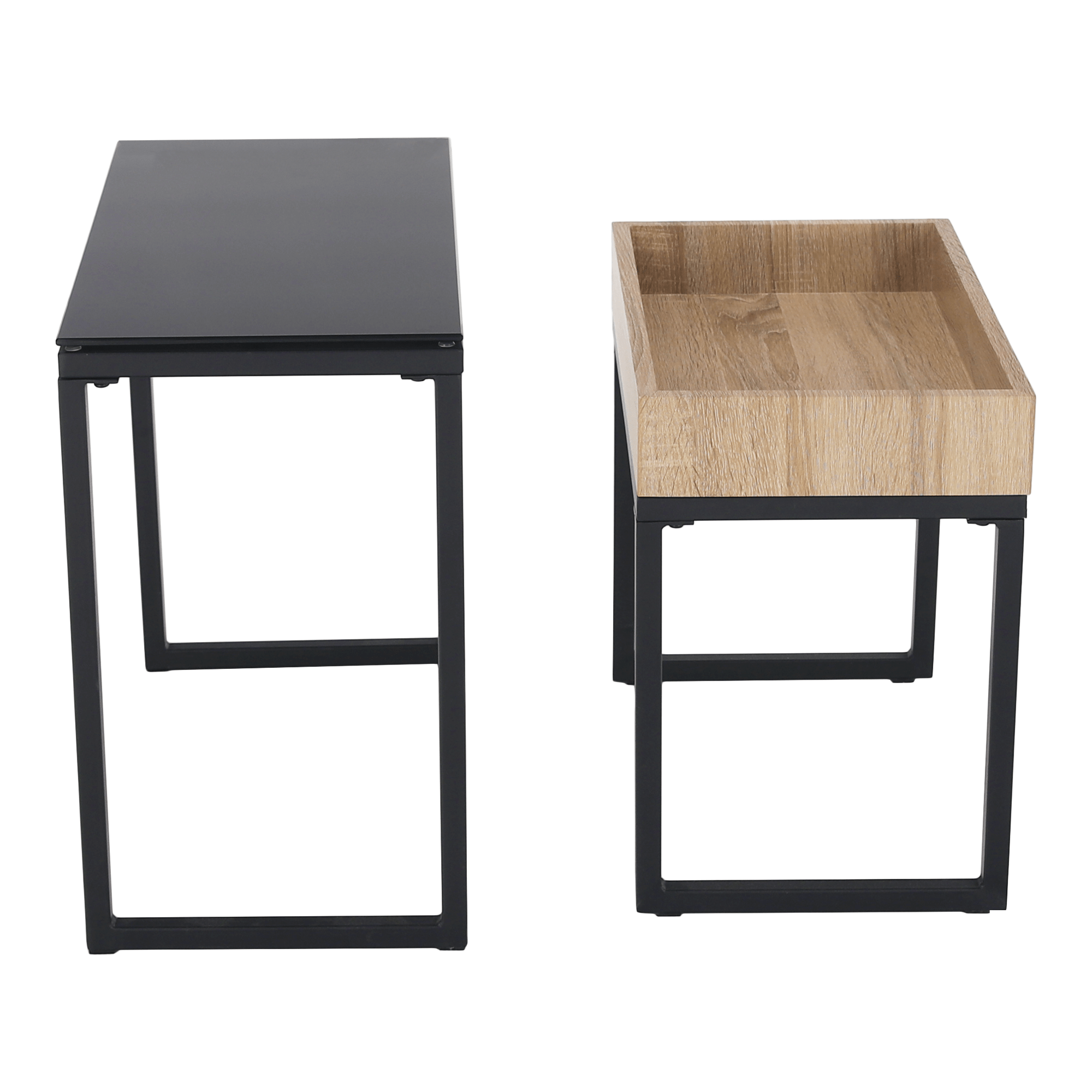 Set de doua mese de cafea, stejar / negru, DAGOR — imaginea 12
