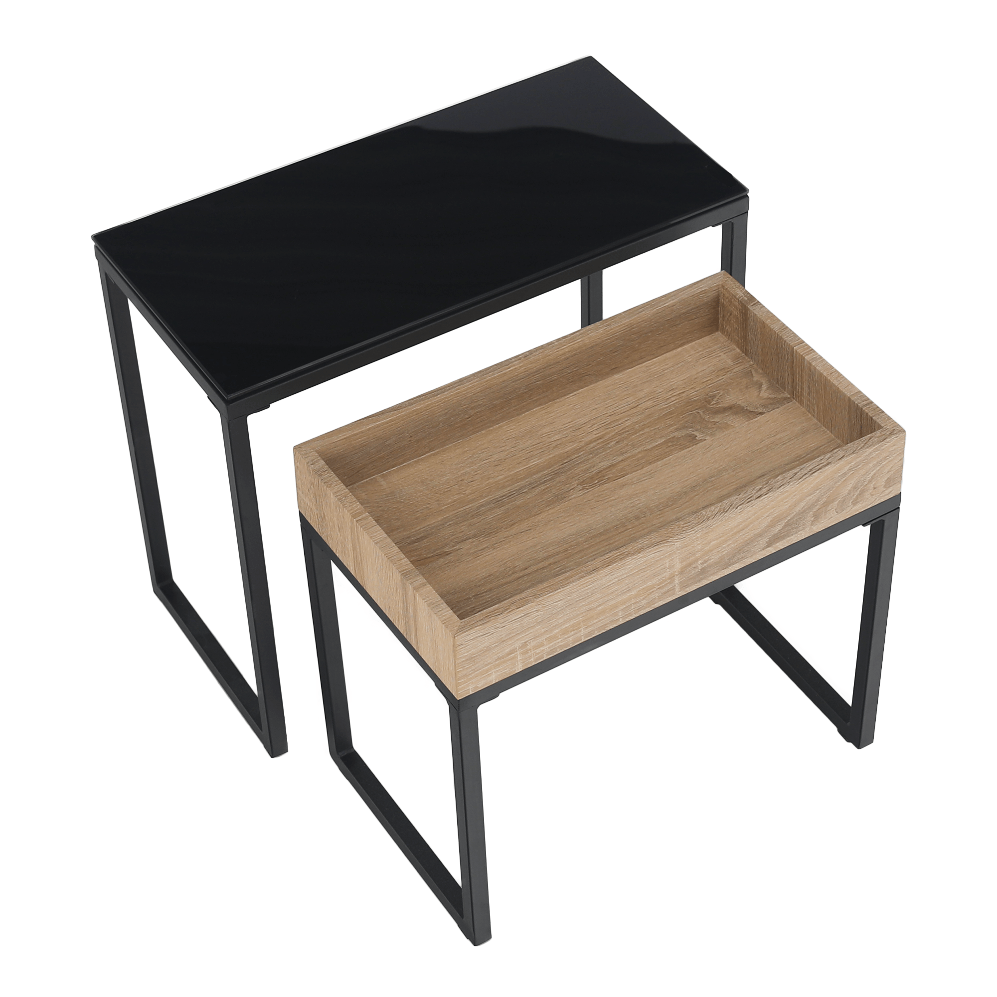 Set de doua mese de cafea, stejar / negru, DAGOR — imaginea 13