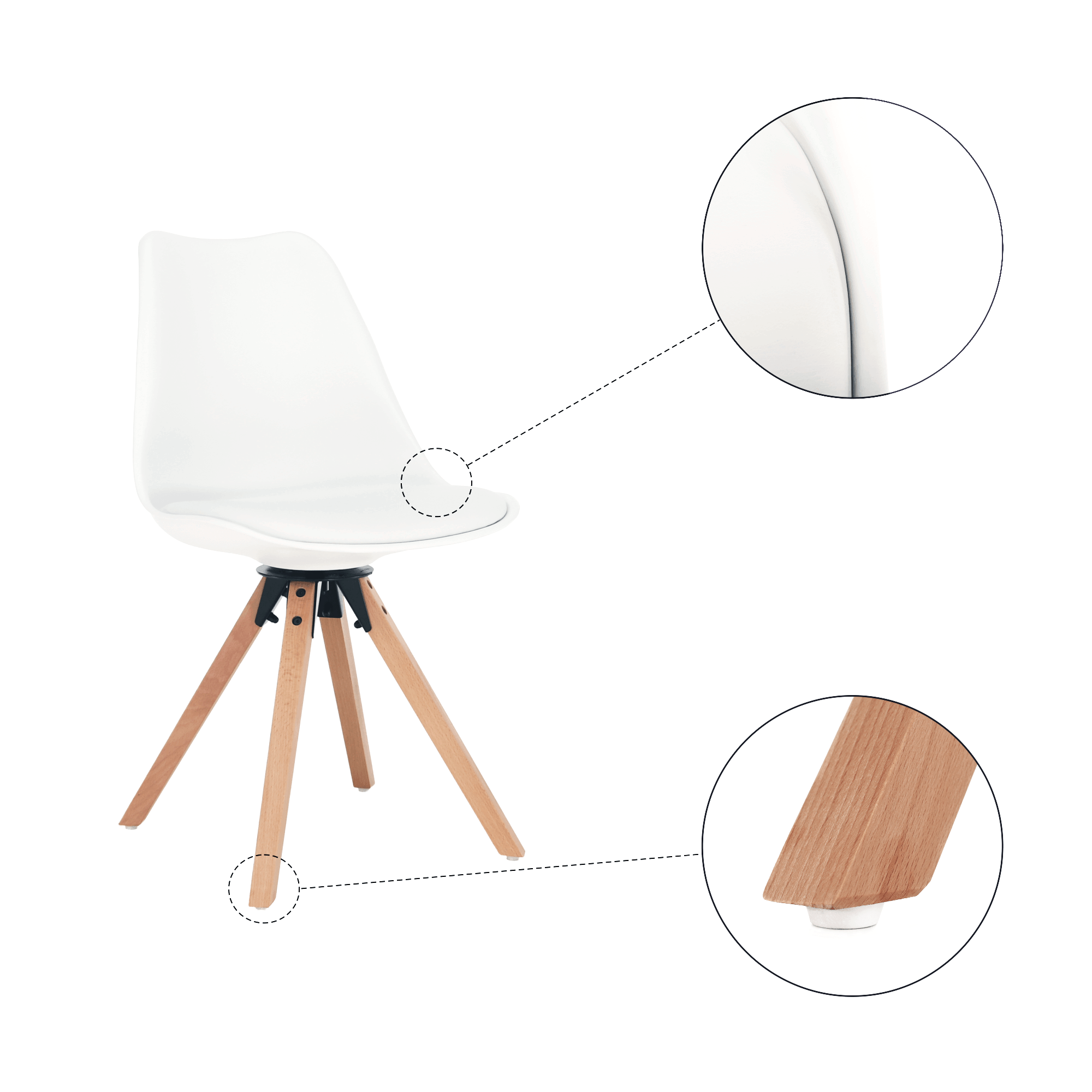 Scaun pivotant elegant, alb, ETOSA — imaginea 3