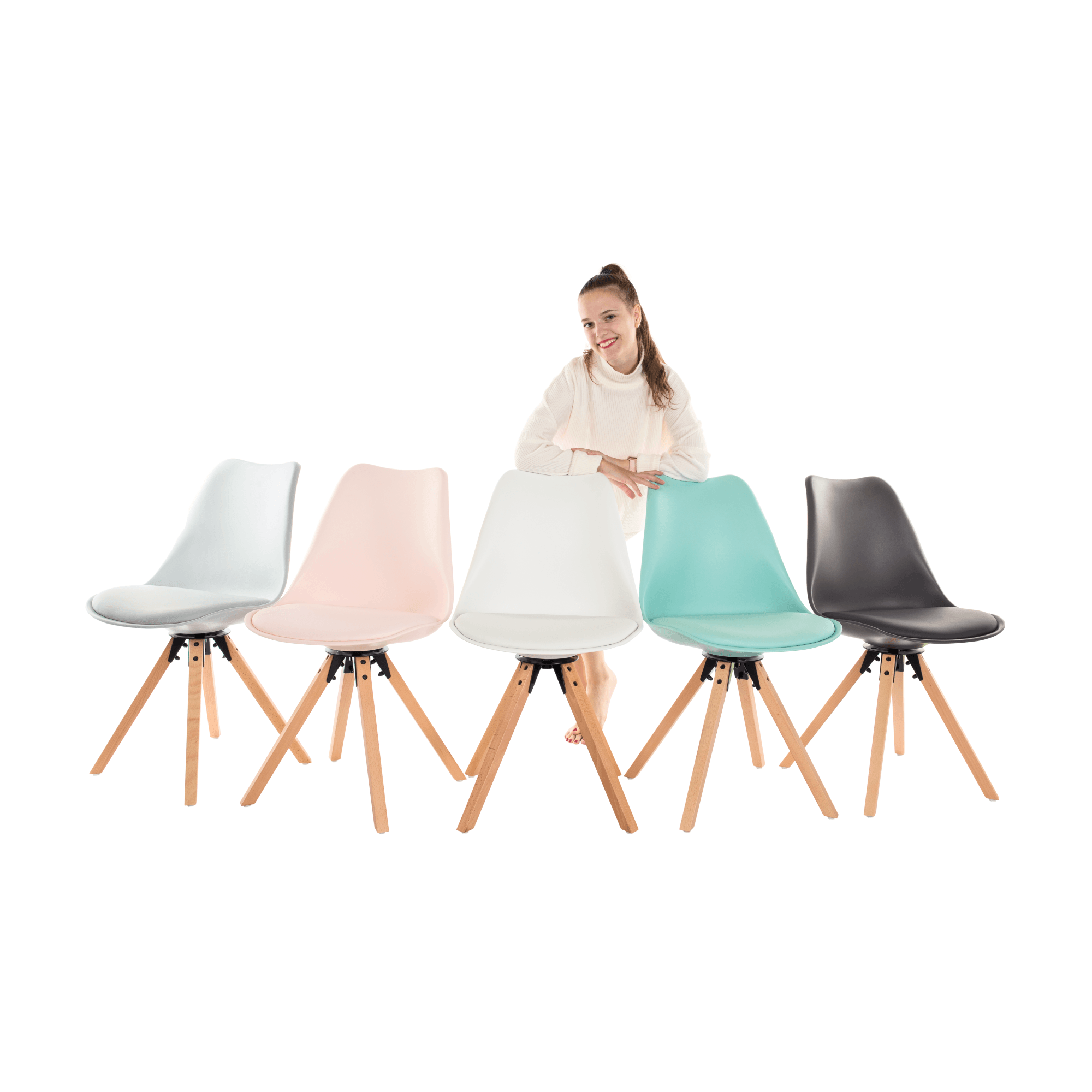 Scaun pivotant elegant, alb, ETOSA — imaginea 4