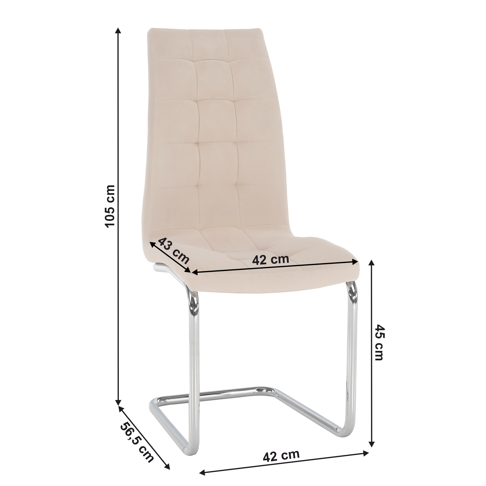 Scaun de masa, tesatura catifea bej / crom, SALOMA NEW — imaginea 11