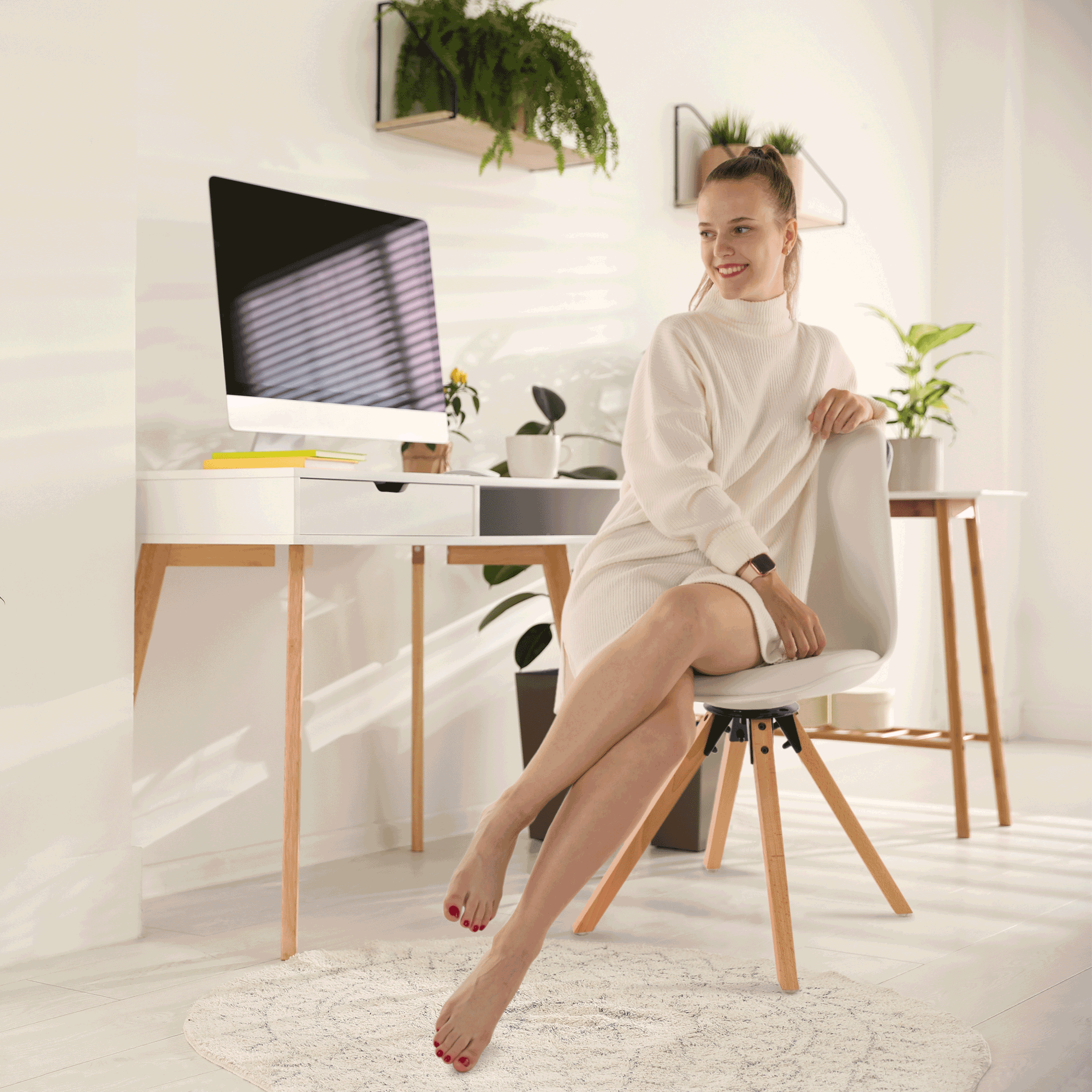 Scaun pivotant elegant, alb, ETOSA — imaginea 15