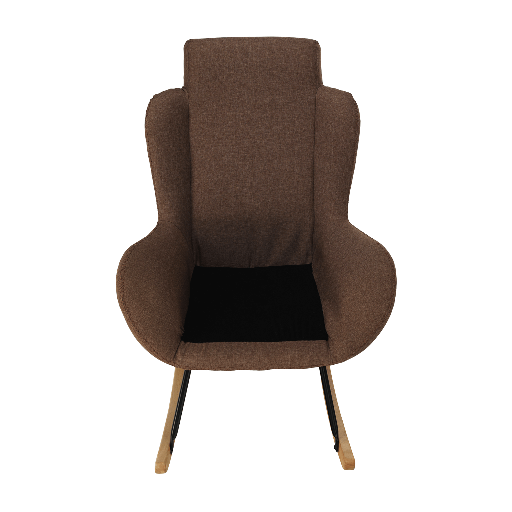 Fotoliu balansoar, material textil maro deschis/lemn, HARPER — imaginea 9
