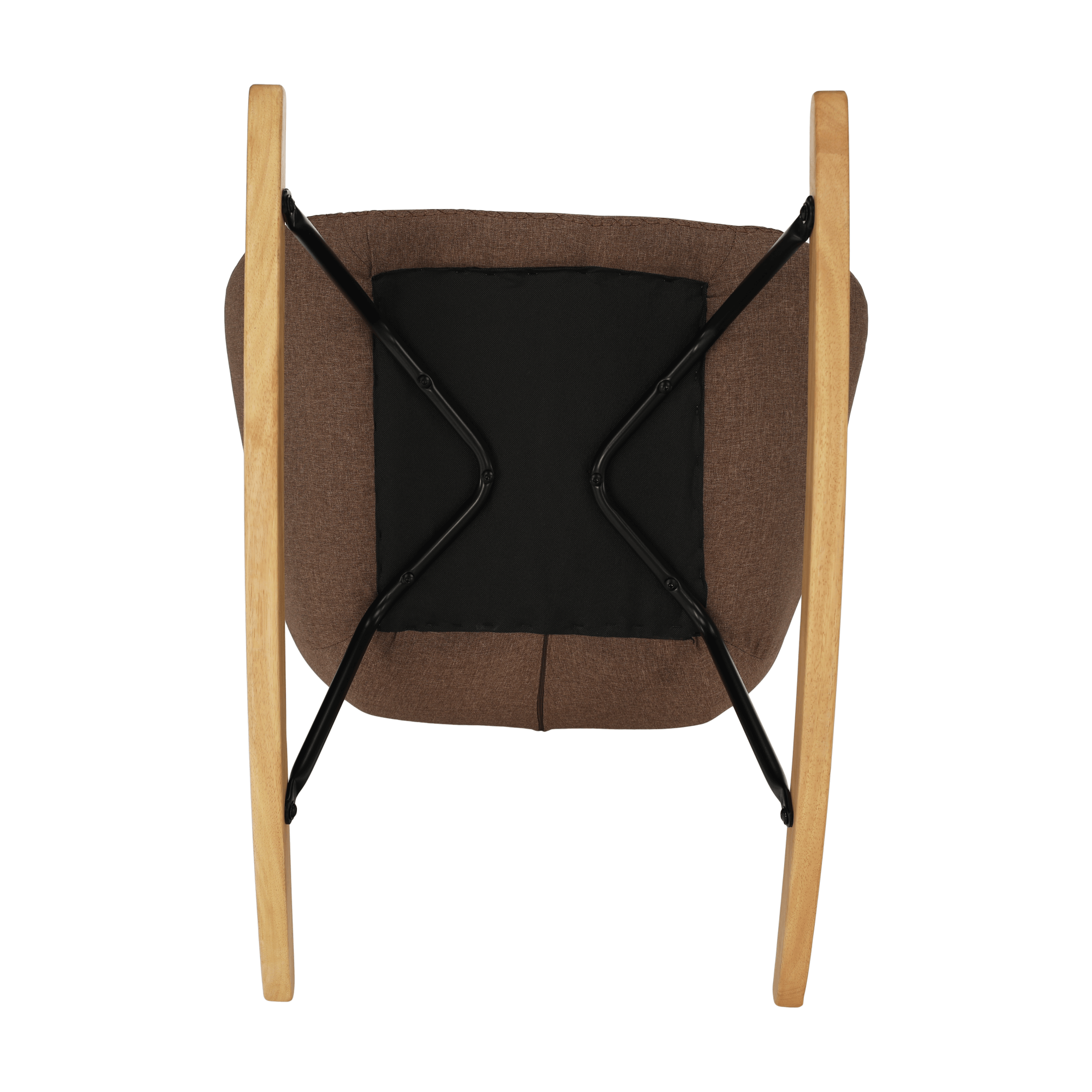 Fotoliu balansoar, material textil maro deschis/lemn, HARPER — imaginea 10