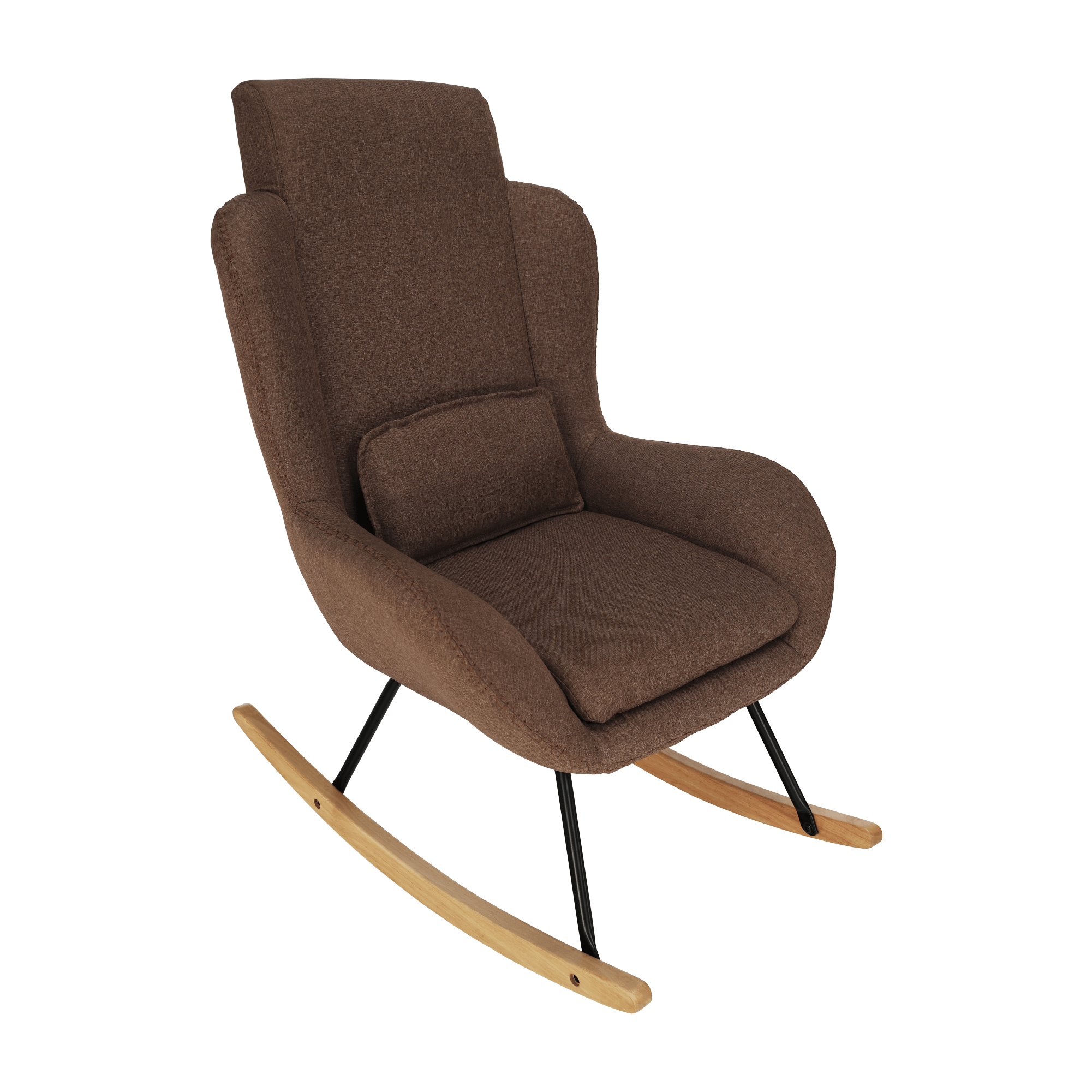 Fotoliu balansoar, material textil maro deschis/lemn, HARPER — imaginea 13