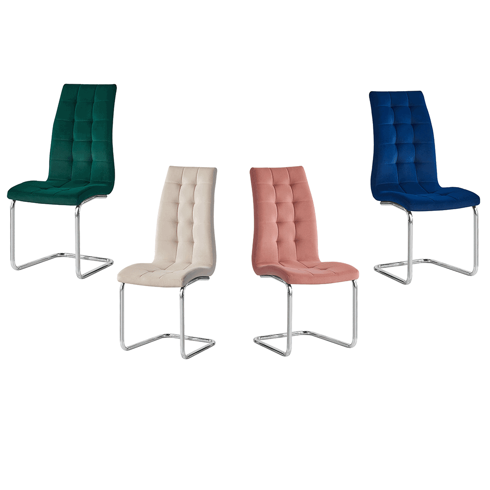 Scaun de masa, tesatura de catifea roz / crom, SALOMA NEW — imaginea 3