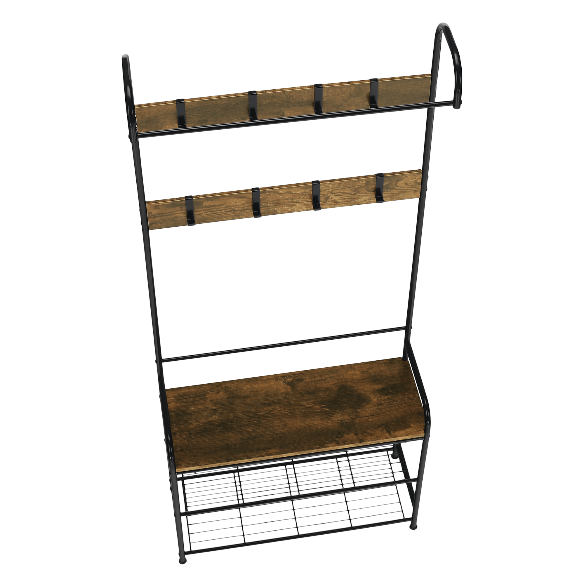 Raft pentru pantofi, lemn rustic si metal negru / MDF, KELAM — imaginea 6