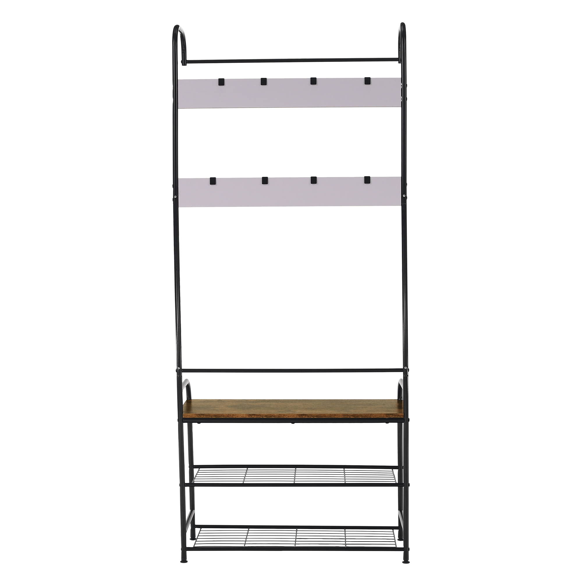 Raft pentru pantofi, lemn rustic si metal negru / MDF, KELAM — imaginea 7