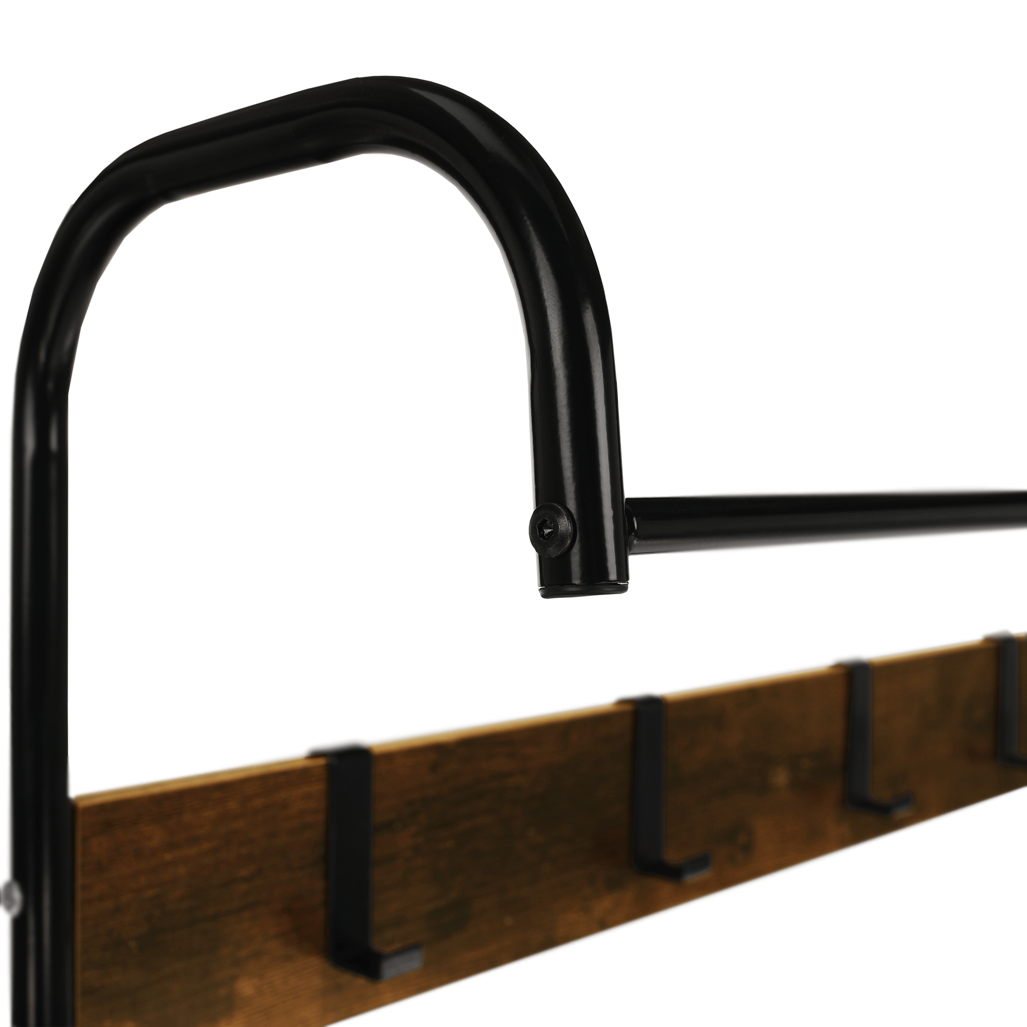 Raft pentru pantofi, lemn rustic si metal negru / MDF, KELAM — imaginea 11