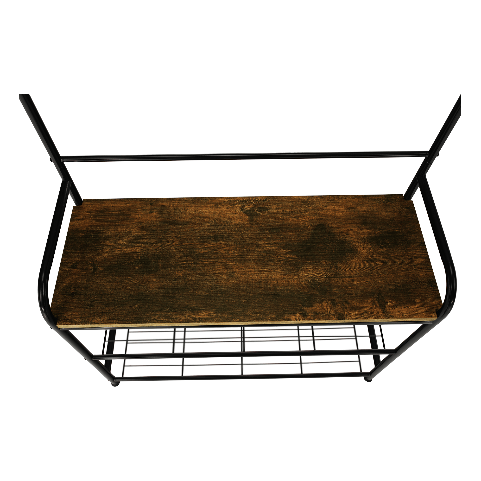 Raft pentru pantofi, lemn rustic si metal negru / MDF, KELAM — imaginea 15