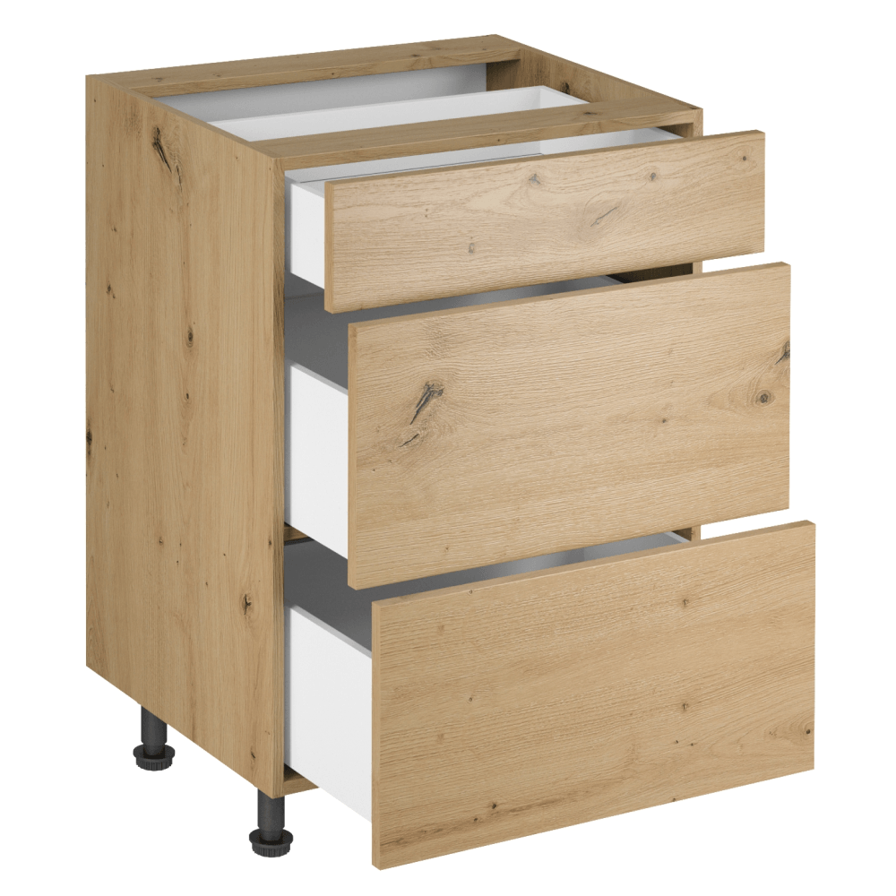 Dulap de jos, stejar artizanal, LANGEN D60S3 P — imaginea 5