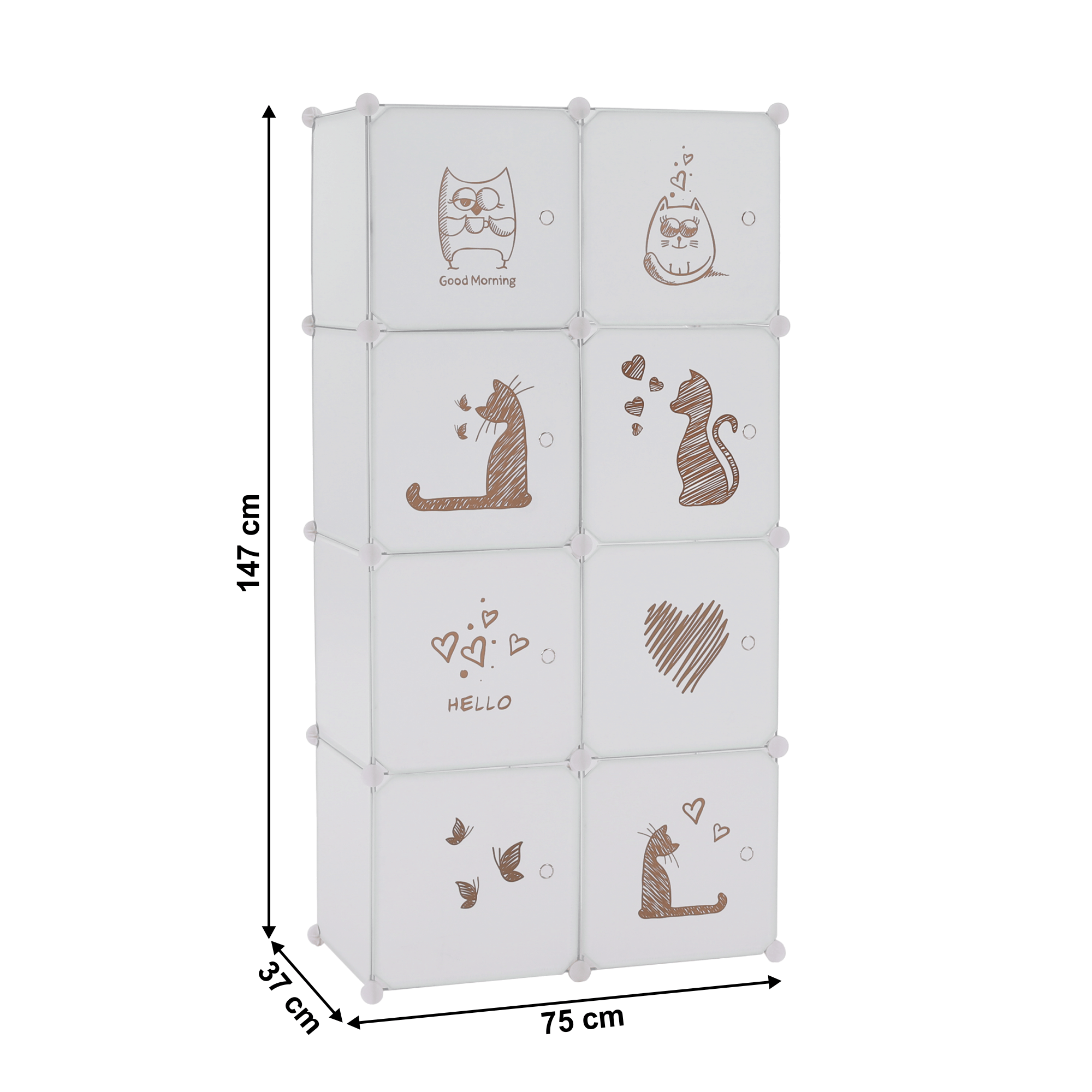 Dulap modular pentru copii, model alb / maro, KIRBY — imaginea 2