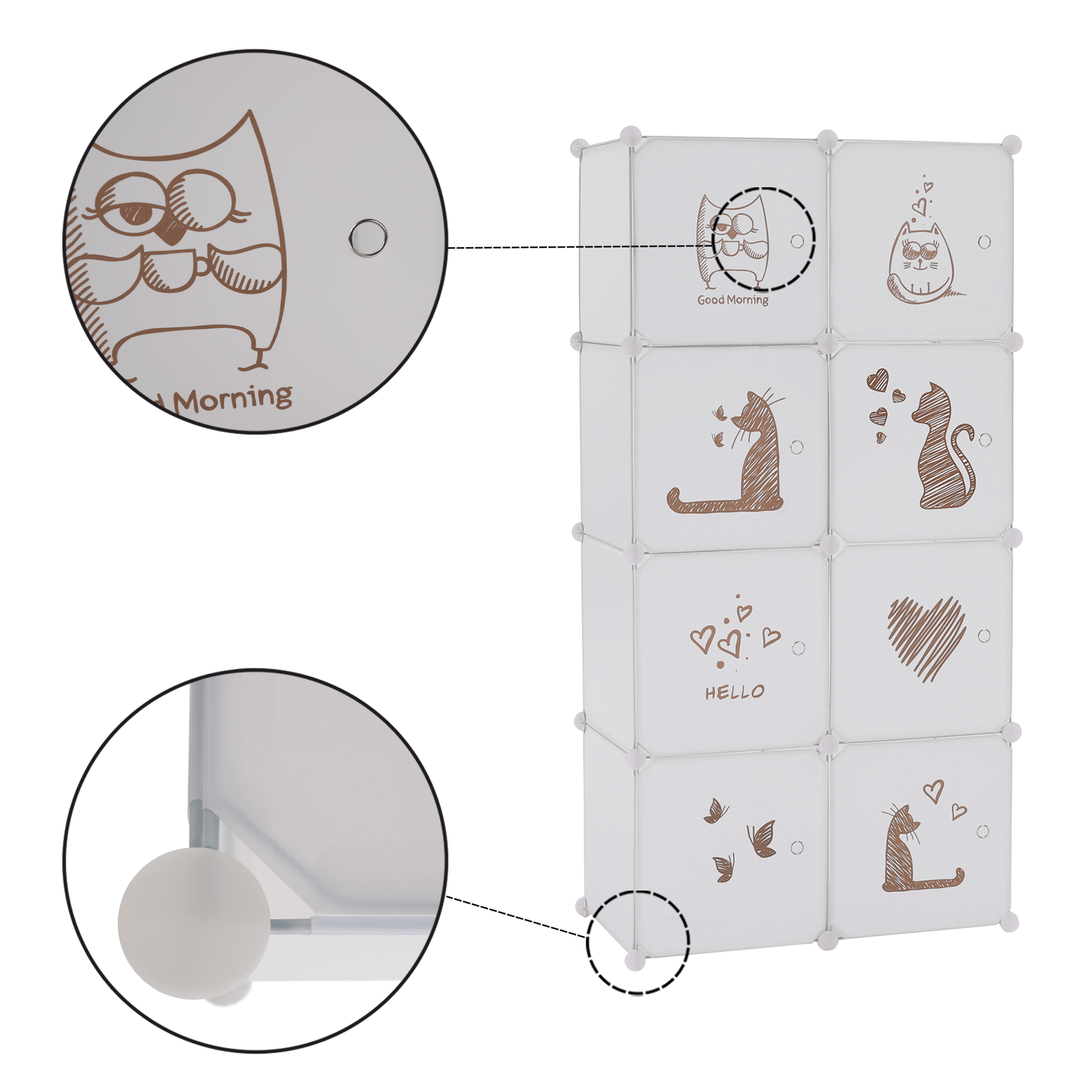 Dulap modular pentru copii, model alb / maro, KIRBY — imaginea 3