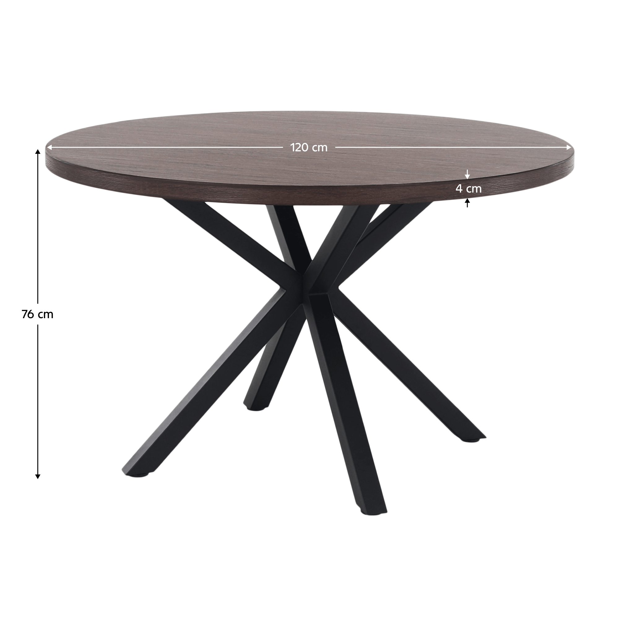 Masa de sufragerie, stejar inchis / negru, diametru 120 cm, MEDOR — imaginea 10