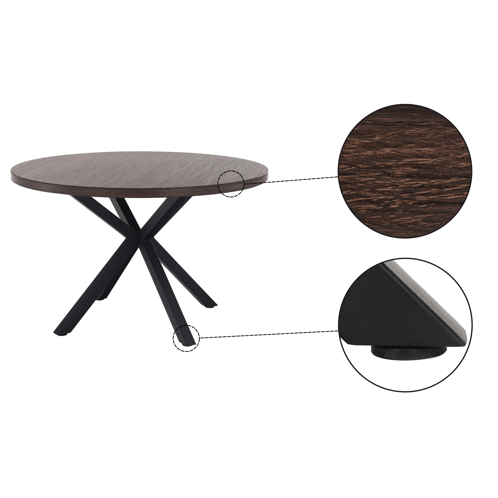 Masa de sufragerie, stejar inchis / negru, diametru 120 cm, MEDOR — imaginea 12