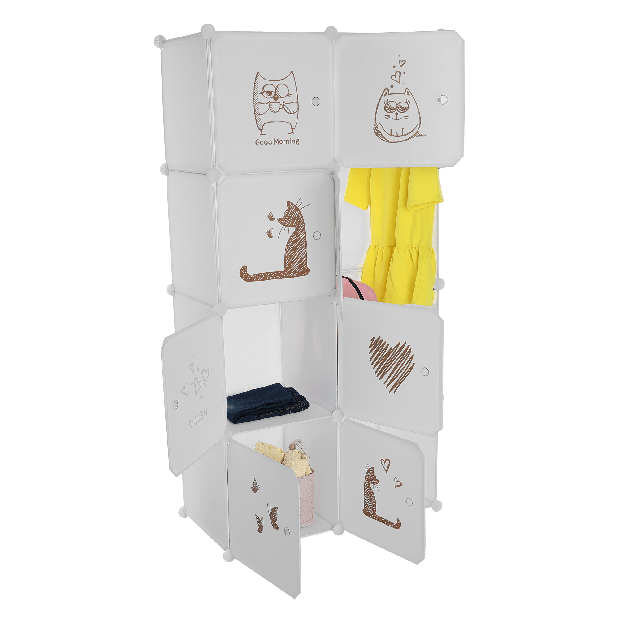 Dulap modular pentru copii, model alb / maro, KIRBY — imaginea 8