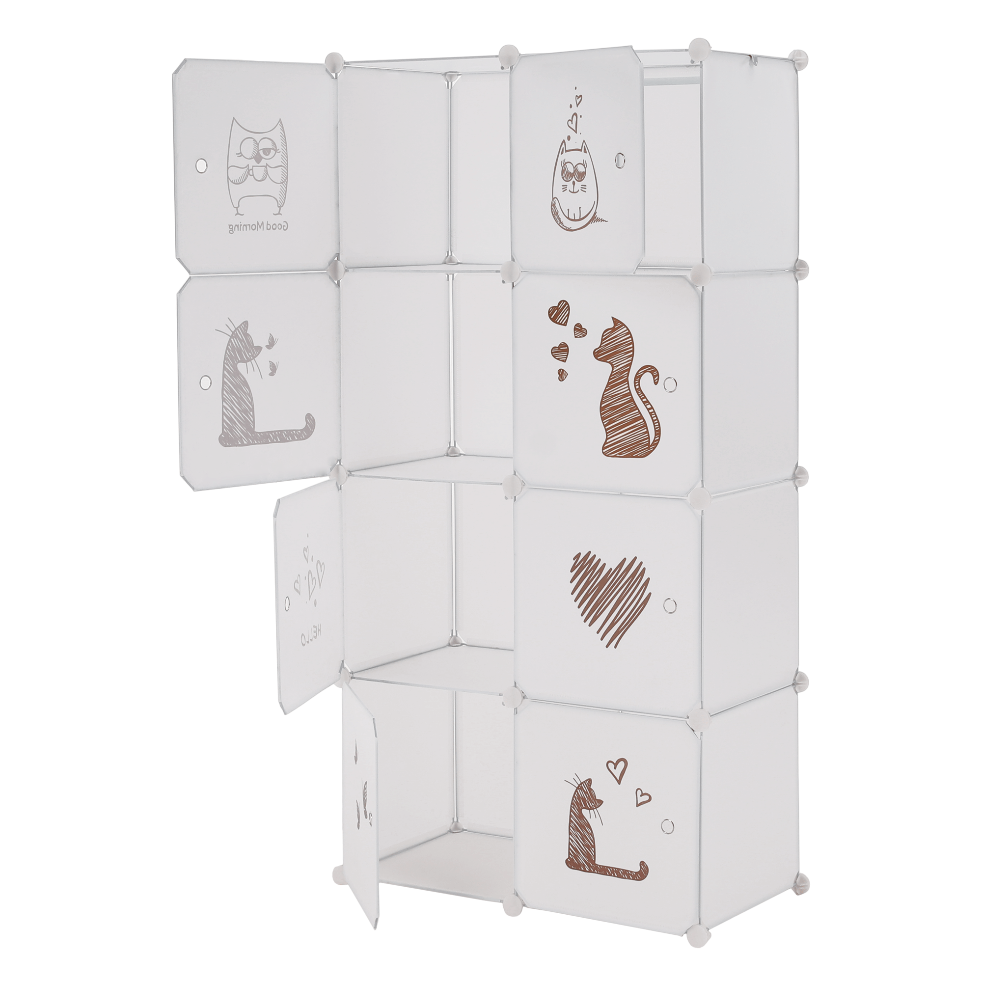 Dulap modular pentru copii, model alb / maro, KIRBY — imaginea 12
