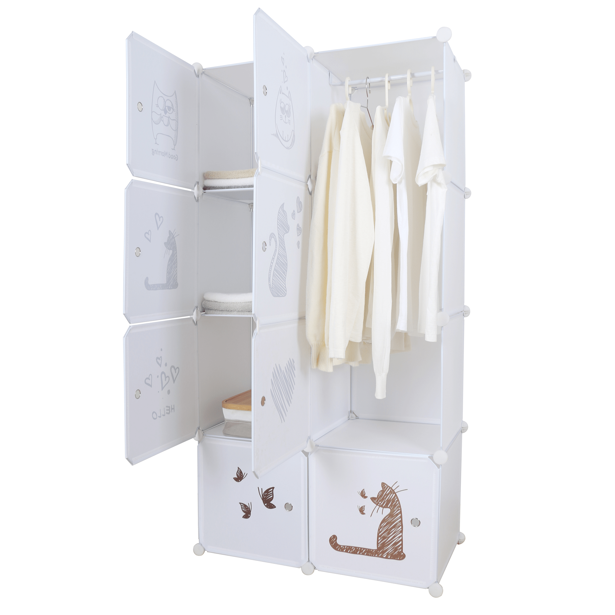 Dulap modular pentru copii, model alb / maro, KIRBY — imaginea 15