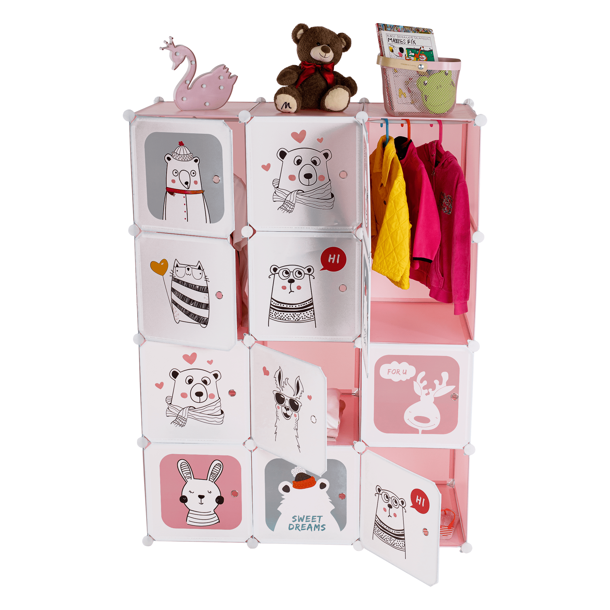 Dulap modular pentru copii, roz/ model copii, NURMI — imaginea 17