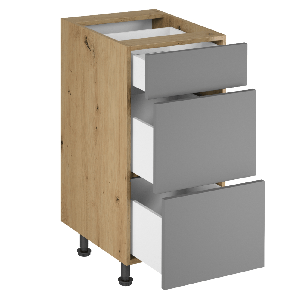 Dulap de jos, stejar artizanal / gri mat, LANGEN D40S3 P — imaginea 5