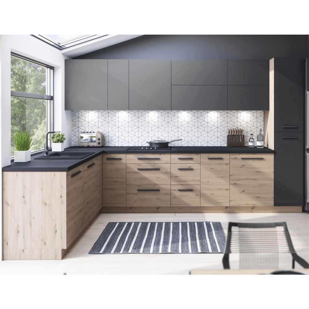 Dulap de jos, stejar artizanal, LANGEN D40S3 P — imaginea 4