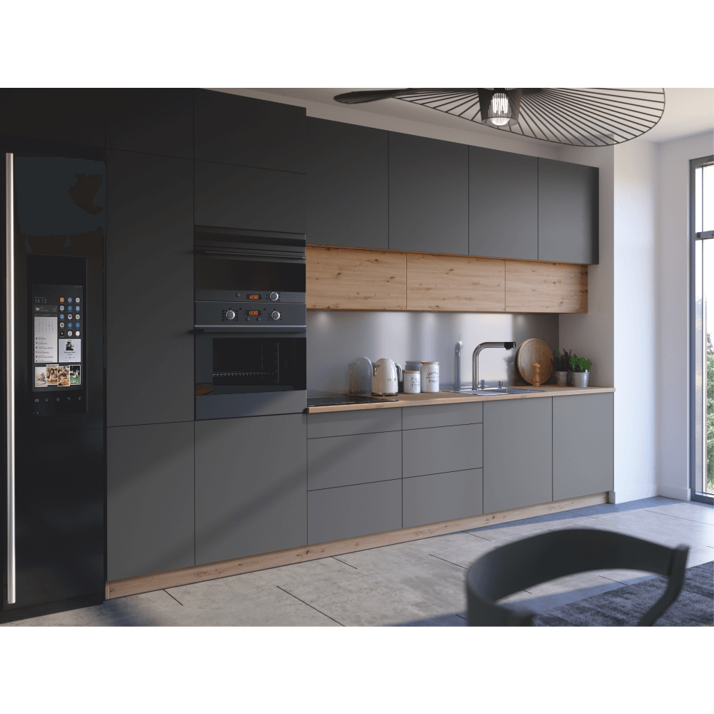 Dulap de jos, stejar artizanal / gri mat, LANGEN D60S3 P — imaginea 4