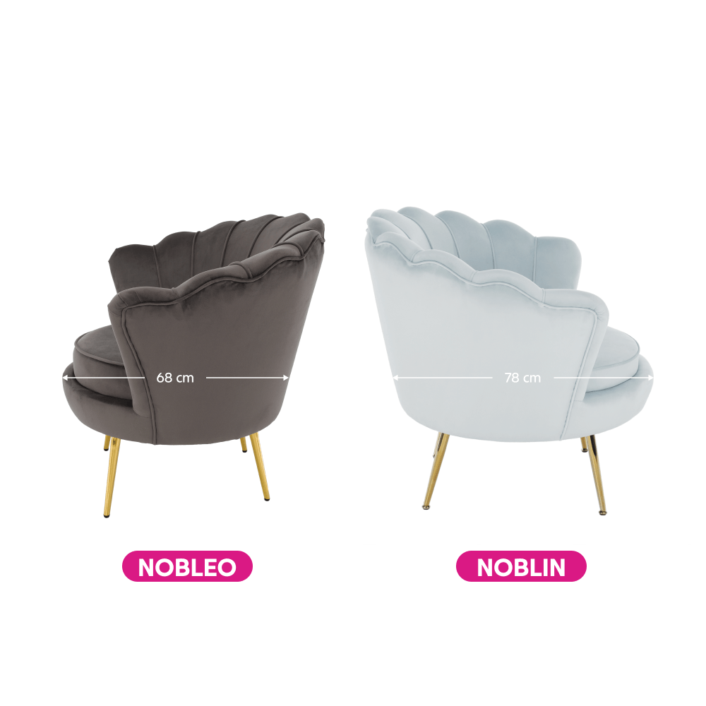 Fotoliu in stil Art-deco, catifea Velvet gri-albastru/crom auriu, NOBLIN — imaginea 4